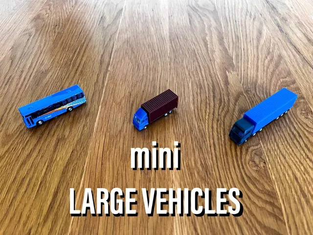 The header images reads 'mini Large vehicles' displaying all kinds of purchasable vehicles above burned-in text.