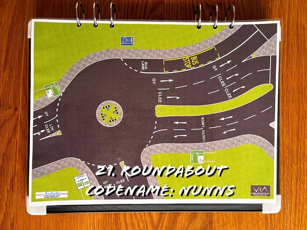A carousel photo displaying the twenty-one plan named 'roundabout codename: nunns' out of an array of roads layouts, at full size. A unique and challenging roundabout in Grimsby.