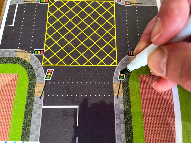 Julian marking the traffic lights using V.I.A kit's black marker pen.